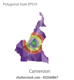 Republic of Cameroon map in geometric polygonal style.Abstract gems triangle,modern design background.Vector illustration EPS10