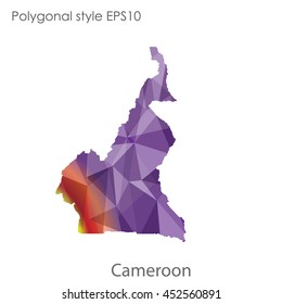 Republic of Cameroon map in geometric polygonal style.Abstract gems triangle,modern design background.Vector illustration EPS10