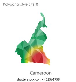 Republic of Cameroon map in geometric polygonal style.Abstract gems triangle,modern design background.Vector illustration EPS10