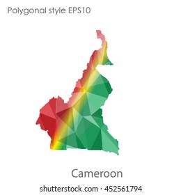 Republic of Cameroon map in geometric polygonal style.Abstract gems triangle,modern design background.Vector illustration EPS10