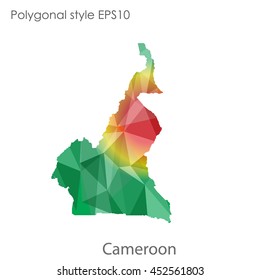 Republic of Cameroon map in geometric polygonal style.Abstract gems triangle,modern design background.Vector illustration EPS10