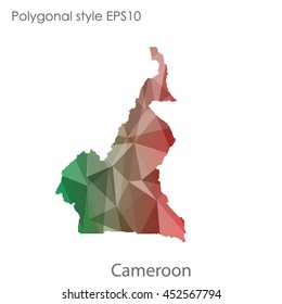 Republic of Cameroon map in geometric polygonal style.Abstract gems triangle,modern design background.Vector illustration EPS10