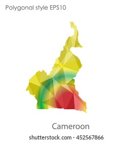 Republic of Cameroon map in geometric polygonal style.Abstract gems triangle,modern design background.Vector illustration EPS10
