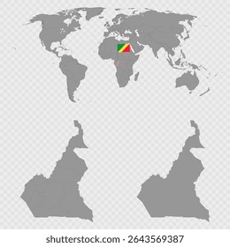 Republic of Cameroon Map Set with World Location.