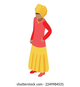 Republic chad woman icon isometric vector. Africa woman. National state