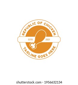 Republic of Chicken. food logo design for company, restaurant and website. Vector EPS 10