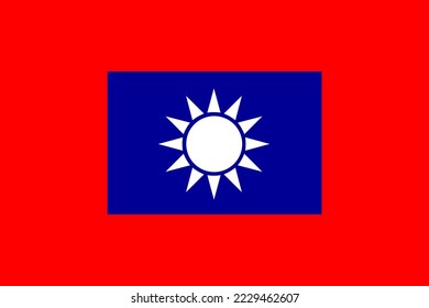 Republic of China army flag, national symbol of Taiwan military flag vector illustration isolated. Emblem of Taiwan coat of arms.