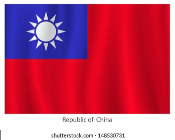 Republic of China flag  with title on the white background, vector illustration