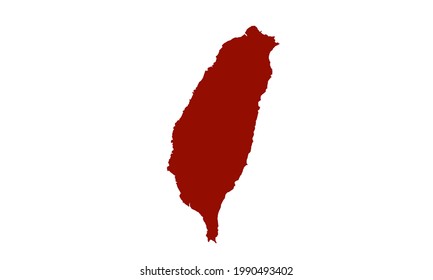 Republic of China map red silhouette on white background