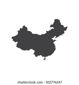Republic of China map silhouette on the white background. Vector illustration