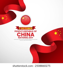 People’s Republic of China National Day banner background Design. Suitable for Poster, greeting card or banner for China. Vector Illustration