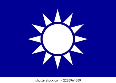 Republic of China navy flag, national symbol of Taiwan navy military flag vector illustration isolated. Emblem of Taiwan coat of arms.