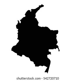 Republic of Colombia vector map isolated on white background. High detailed silhouette illustration. eps 10