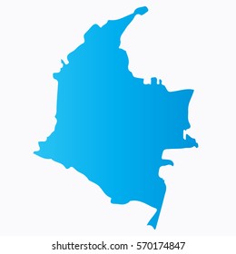 Republic of Colombia vector map isolated on white background. High detailed silhouette illustration.