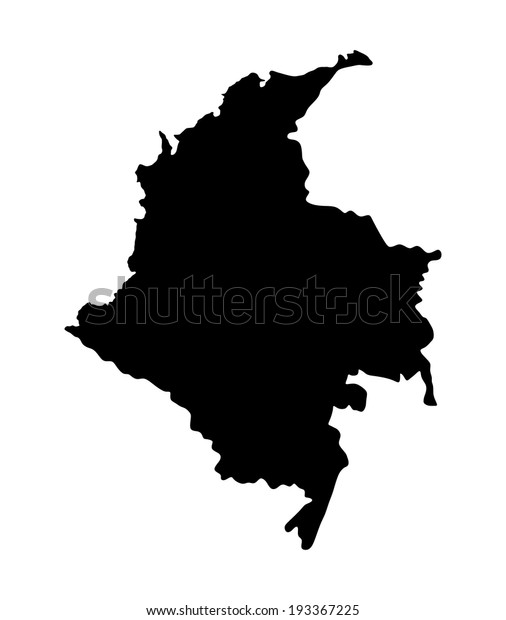 白い背景にコロンビア共和国のベクター画像地図シルエット 高い詳細なシルエットイラスト 南米の州 のベクター画像素材 ロイヤリティフリー