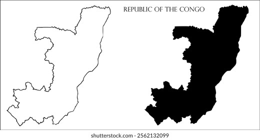 Republic of the Congo Blank Map, Republic of the Congo Map Outline Vector Images