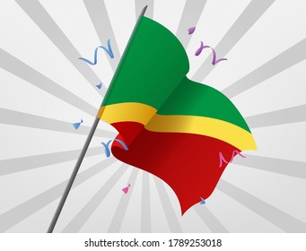 The Republic of Congo celebratory flag flew at a height