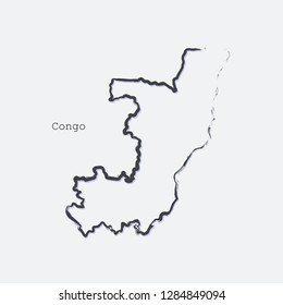 Republic of the Congo country map line shape. Brush style. Vector illustration
