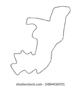 Republic of the Congo country simplified map.Thin triple pencil sketch outline isolated on white background. Simple vector icon