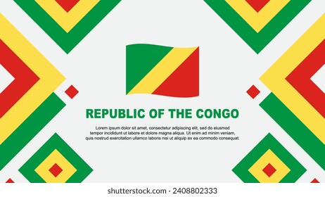 Plantilla De Diseño De Fondo De Resumen De Bandera De La República Del Congo. Ilustración de vectores de papel tapiz del Día de la Independencia de la República del Congo. Plantilla De La República Del Congo