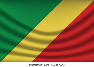 Fondo de la bandera de la República del Congo con textura de tela. Ilustración vectorial de bandera de la República del Congo eps10. - Vector