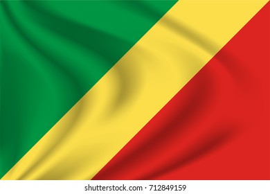 Republic of the Congo flag background with cloth texture. Republic of the Congo Flag vector illustration.