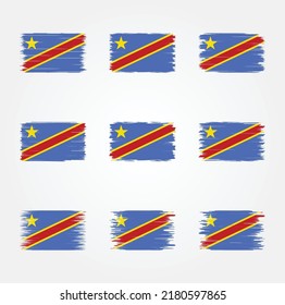 Republic Congo Flag Brush Collection. National Flag