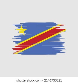 Republic Congo Flag Brush Strokes. National Flag