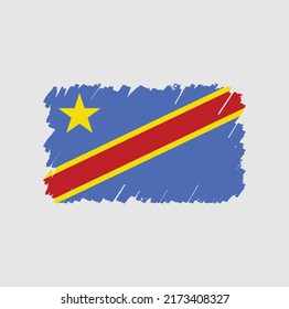 Republic Congo Flag Brush Strokes. National Flag