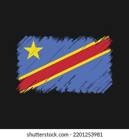 Republic Congo Flag Brush Strokes. National Flag