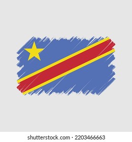 Republic Congo flag brush strokes painted