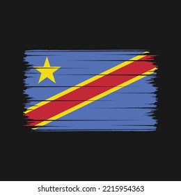 Republic Congo Flag Brush Strokes Painted