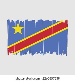 Republic Congo Flag Brush Strokes Vector