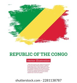 Republic of the Congo Flag with Brush Strokes. Vector Illustration. Independence Day.
