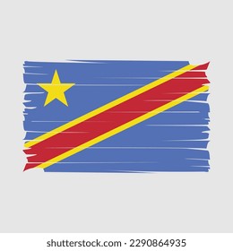 Republic Congo Flag Brush Vector Illustration