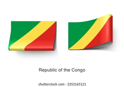 Etikettenmarke "Republik Kongo". Illustrationsflagge der Republik Kongo, Land in Afrika. Konzept-Vektorgrafik des Fabric-Label-Tags.