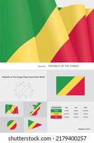 republic of the congo flag construction sheet vector