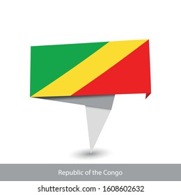 Republic of the Congo flag Country flag. Folded ribbon banner flag. Flat flag vector illustration.