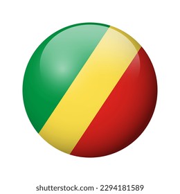 Republic of the Congo flag - glossy circle badge. Vector icon.
