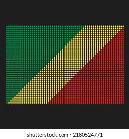 Republic of The Congo flag with grunge texture in dot style. Abstract vector illustration of a flag with halftone effect for wallpaper. Happy Independence Day background concept