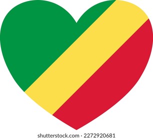 Republic of the Congo flag in heart shape isolated  on  transparent  background