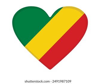 Republic of the Congo flag heart shaped. vector