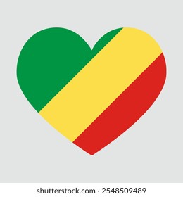 republic of Congo flag heart shaped. Love symbol. Vector illustration