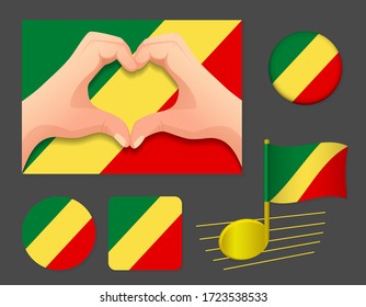 Republic of the Congo flag icon. National flag of Republic of the Congo vector illustration.