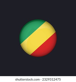 Republic of Congo flag icon,Round Republic of Congo flag icon vector isolated,Republic of Congo flag button.