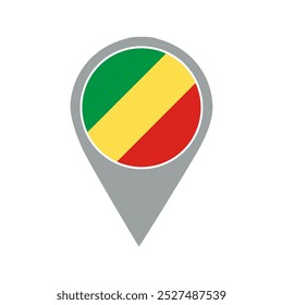 Republic Congo flag location pin, flag application, Vector icon for mobile apps, UI and web design, graphic design, map pointer, vector illustration.	