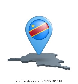 Republic of the Congo flag map pin on white