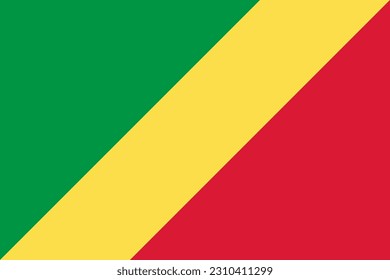 Republic of the Congo flag, official colors and proportion. Vector illustration.