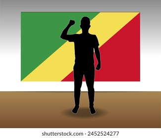 Republic Of The Congo flag paper texture, single-piece element, vector design, Republic Of The Congo flag taped on wall, decoration or celebration idea