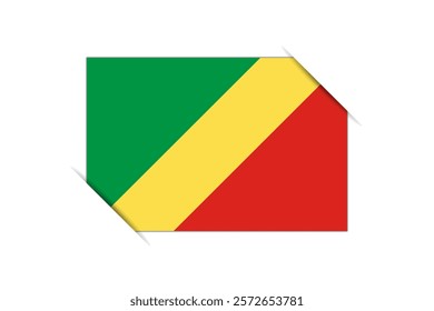 Republic of the Congo flag - rectangle colorful flag representing a country cultural identity and heritage. The essence of national pride and unity. Attached by the corners in a paper album